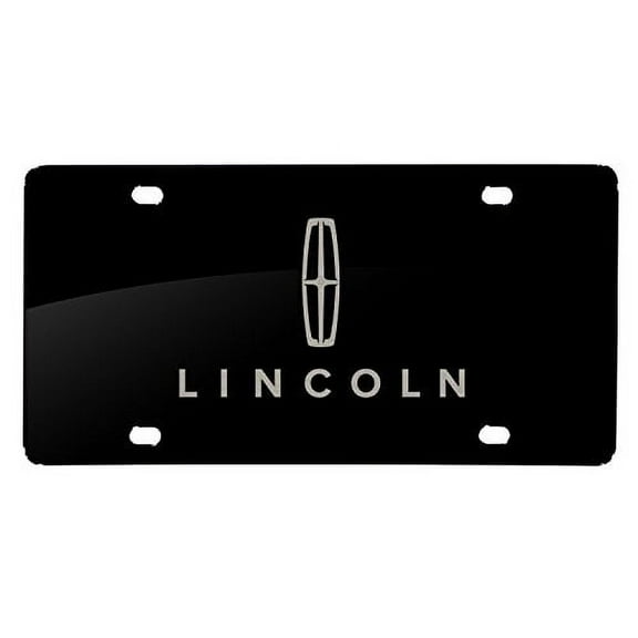 Lincoln Dual Logo Laser Mark Matt-Look Black Acrylic License Plate