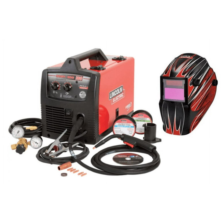 Lincoln Electrici Easyi MIGi 180i Wire Feed Welder with Free Fierce Red Welding Helmet