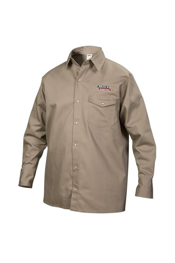 Extra Large Flame-Resistant Cloth Welding Shirt, Khaki