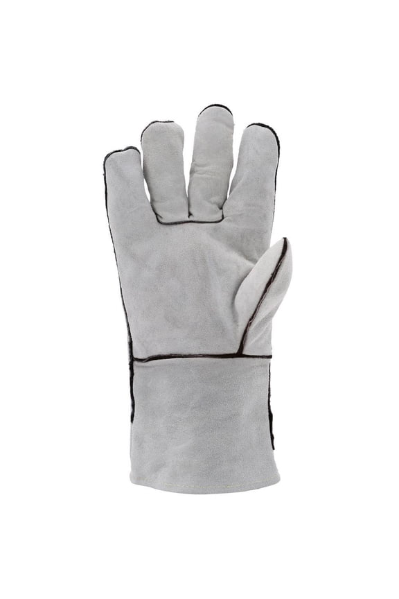 Welding Gloves, Grey Leather Lined Gloves - 1 Pack