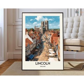 Lincoln England Historic City Poster Home Decor Office Wall Art Living Room Decor, Paper Poster Only