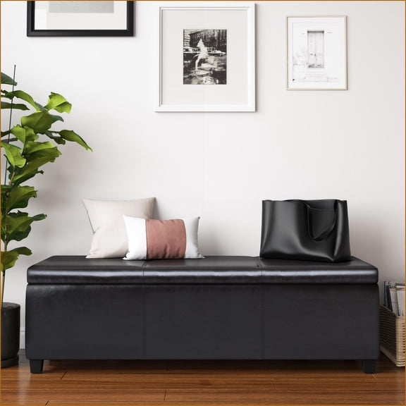 Lincoln Extra Large Storage Ottoman Bench | Contemporary Tanners Brown | Brown | Wood+Fabric