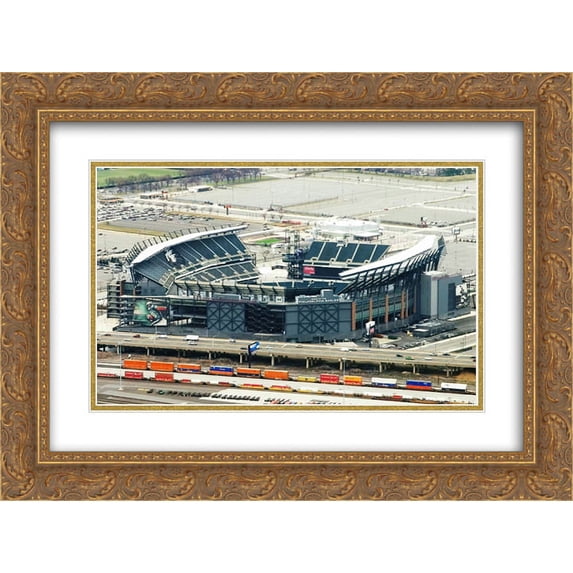 Lincoln Financial Field 2x Matted 24x20 Gold Ornate Framed Art Print from the Stadium Series