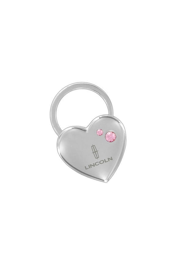 Heart Shape Keychain 2 Pink Crystals Key Chain