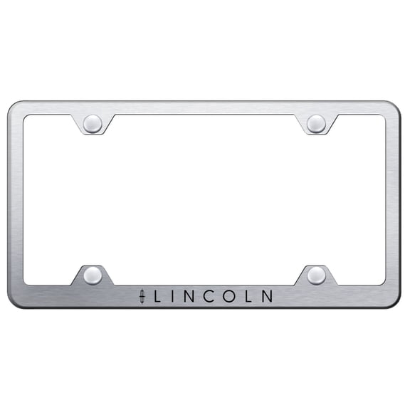 Lincoln Laser Etched Logo Wide Body License Plate Frame (Brushed Chrome)
