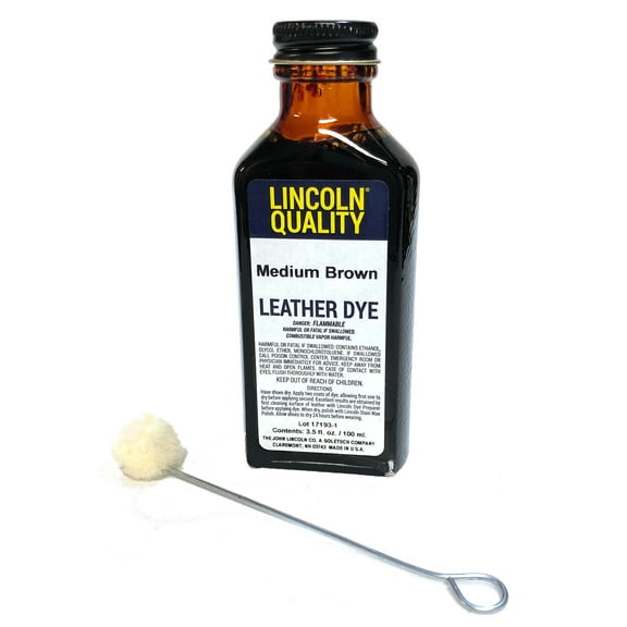 Lincoln Leather Dye, 3.5oz, Medium Brown