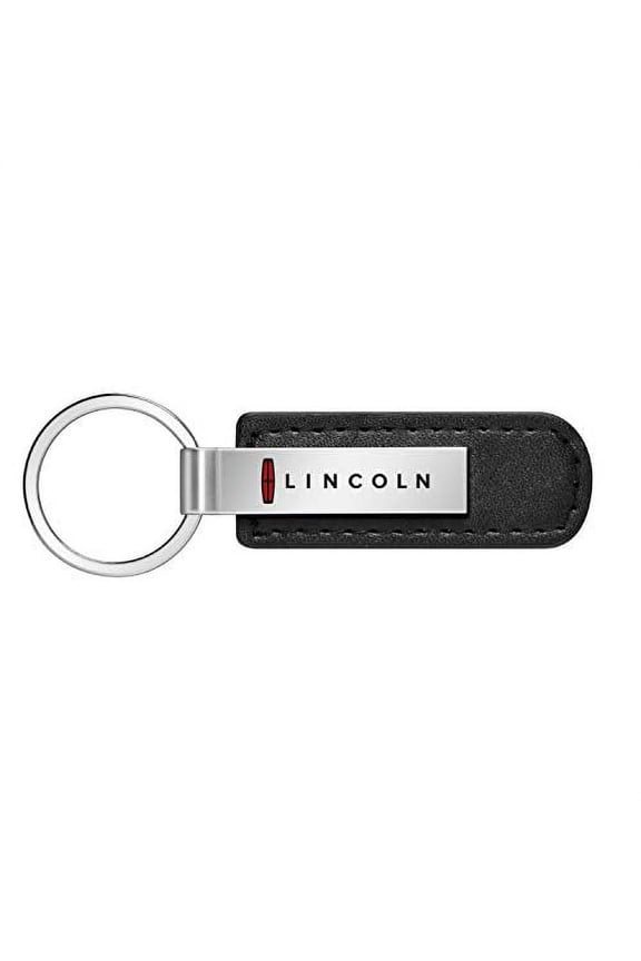 Lincoln Logo in Red Silver Metal Black PU Leather Strap Key Chain