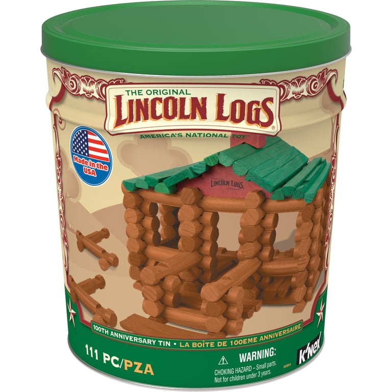 Lincoln Logs 100th Anniversary Collectible Tin, 111 Pieces photo 1