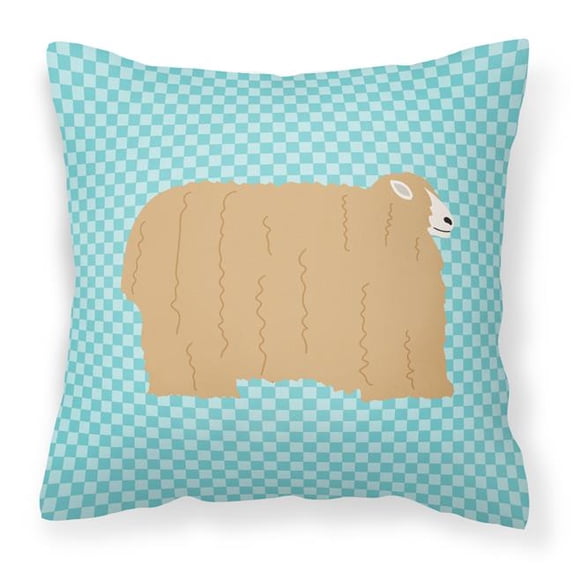 Lincoln Longwool Sheep Blue Check Fabric Decorative Pillow