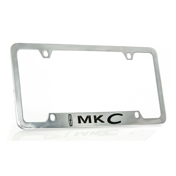 Lincoln MKC wordmark Chrome Plated Brass Metal License Plate Frame wide bottom engraved 4 hole