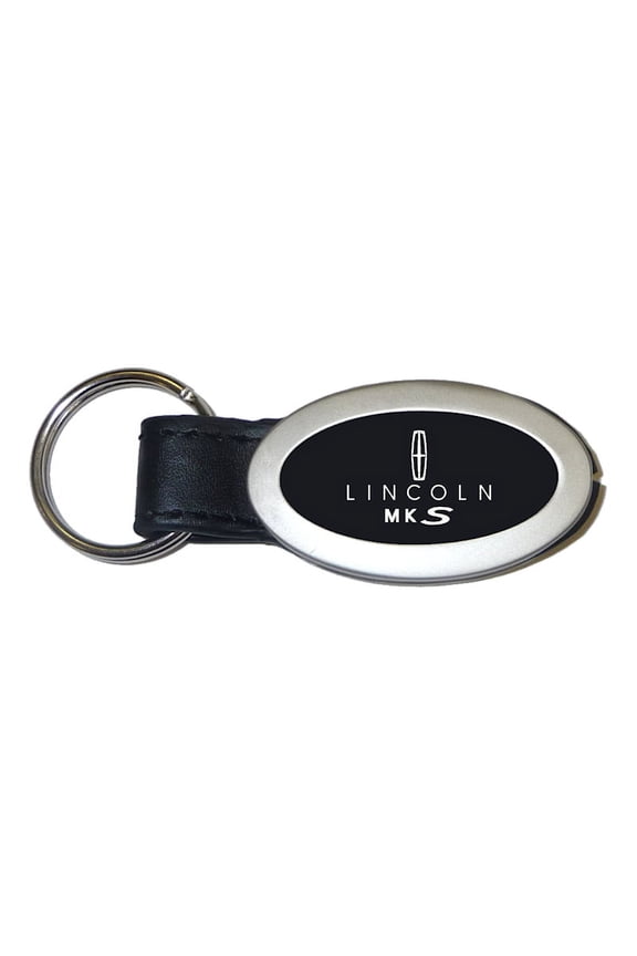 MKS Oval Black Leather Key Fob