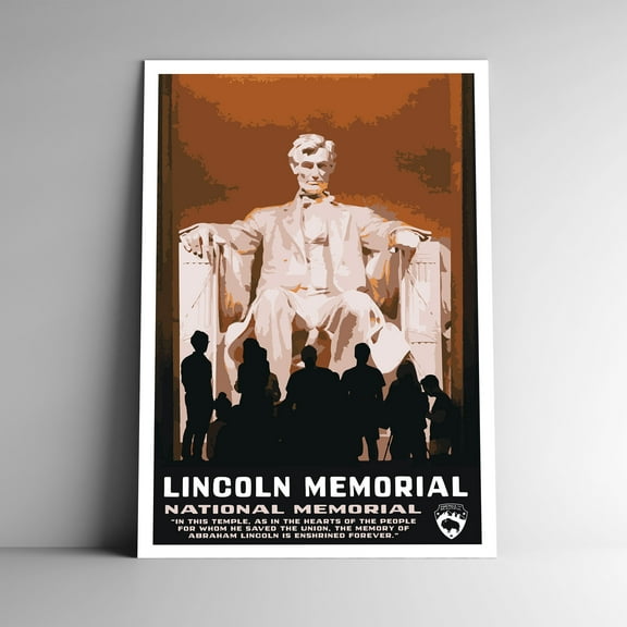 Lincoln Memorial National Memorial Vintage Travel Poster / Postcard WPA Style Retro DC