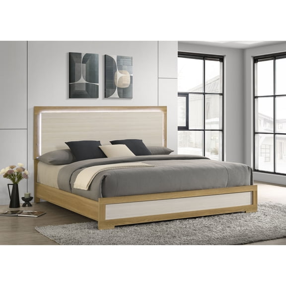 Lincoln Natural LED Headboard Eastern King Panel Bed
