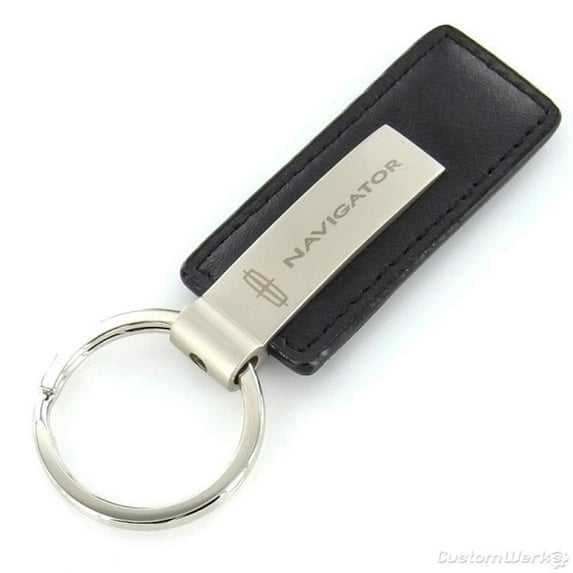 Lincoln Navigator Rectangular Leather Key Chain (Black)