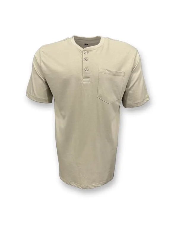 Outfitters Men's Short Sleeve Pocket Henley (Shale, Medium, M)