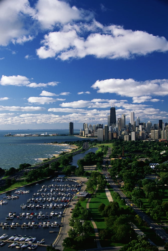Lincoln Park and Diversey Harbor Chicago IL Canvas Art - Panoramic Images (27 x 9)