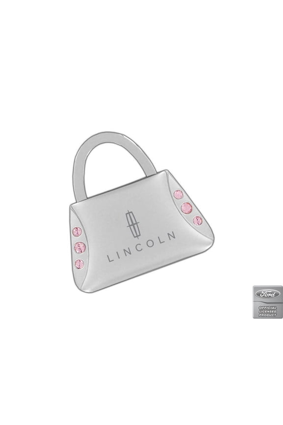 Purse Shape Keychain 6 Pink Crystals Key Chain