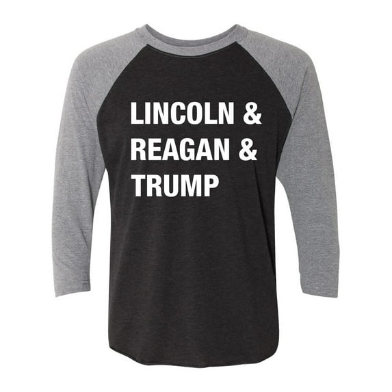 Lincoln & Reagan & Trump Unisex 3/4 Sleeve Baseball Raglan Tee