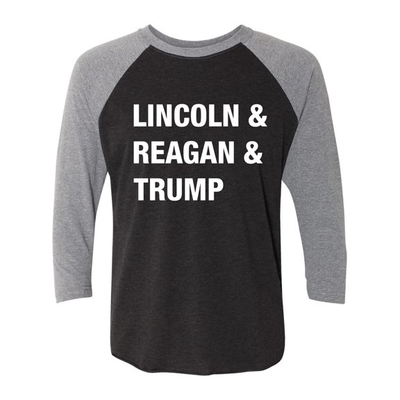 Lincoln & Reagan & Trump Unisex 3/4 Sleeve Baseball Raglan Tee