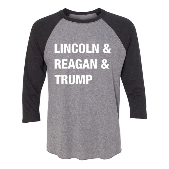Lincoln & Reagan & Trump Unisex 3/4 Sleeve Baseball Raglan Tee
