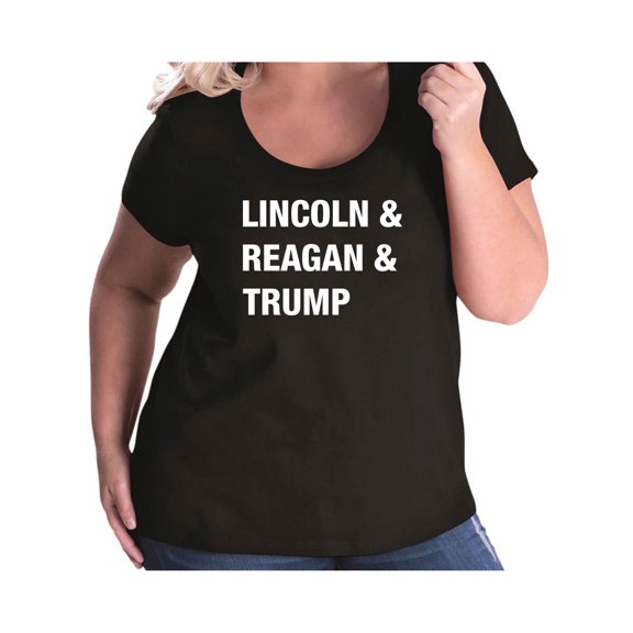Lincoln & Reagan & Trump Womens Plus Size Scoopneck Tee
