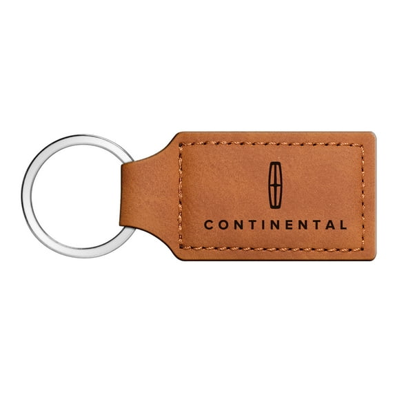 Lincoln Rectangular Brown Leather Key Chain - Continental