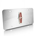 thumbnail image 1 of Lincoln Red Filled Chrome 3D Logo on Brushed Stainless Steel License Plate, 1 of 1