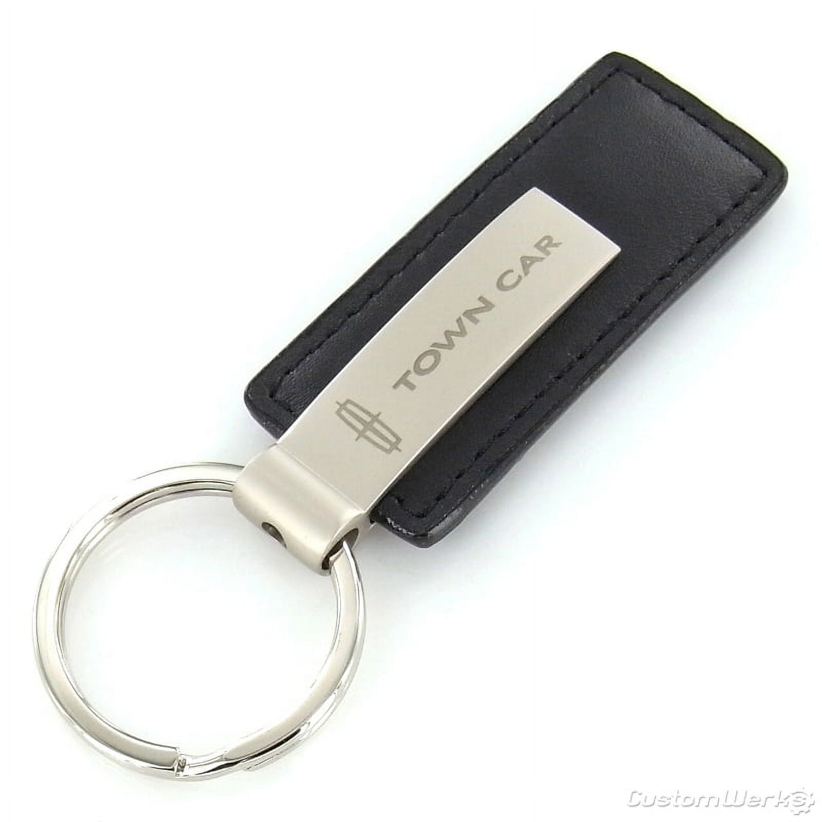 Black leather customizable key ring