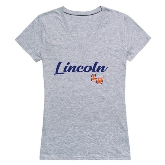 Lincoln University Lions Women Script T-Shirt, Heather Grey - 2XL
