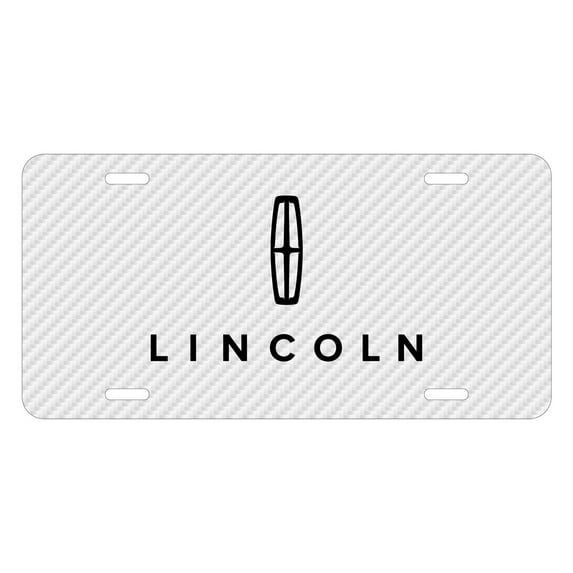 Lincoln White Carbon Fiber Texture Graphic UV Metal License Plate