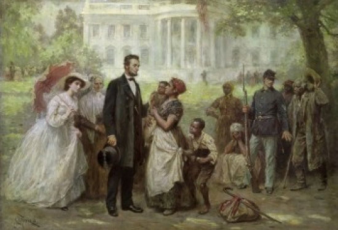 Lincoln and the Contraband Jean Leon Gerome Ferris (1863-1930 American) Canvas Art - Jean Leon Gerome Ferris (24 x 36)