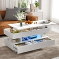 thumbnail image 1 of Lincordor Multi-Functional Lift Top Coffee Table with Storage, 47" Modern LED Illuminated Table with 2 Drawers & Hidden Compartment, for Living Room & Office(White), 1 of 8