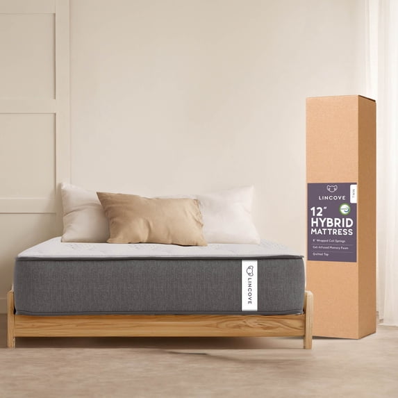 Lincove 12 Inch Spring Hybrid and Memory Foam Mattress - Medium Firm Mattress CertiPUR-US Certified - Adaptive Support, Pressure Relief - Made in USA - Queen