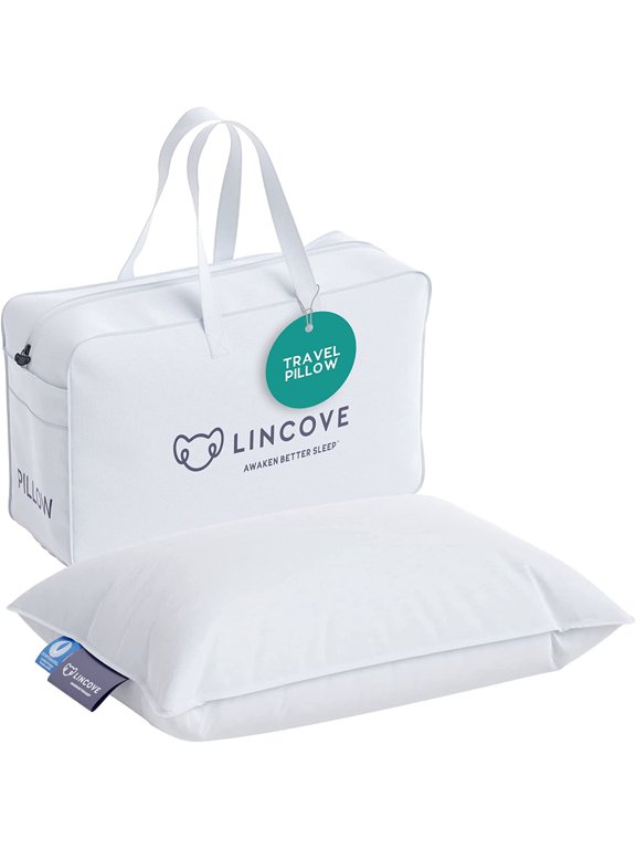 Travel Adult Rectangle Cotton Neck Pillow (Includes Travel Bag), White