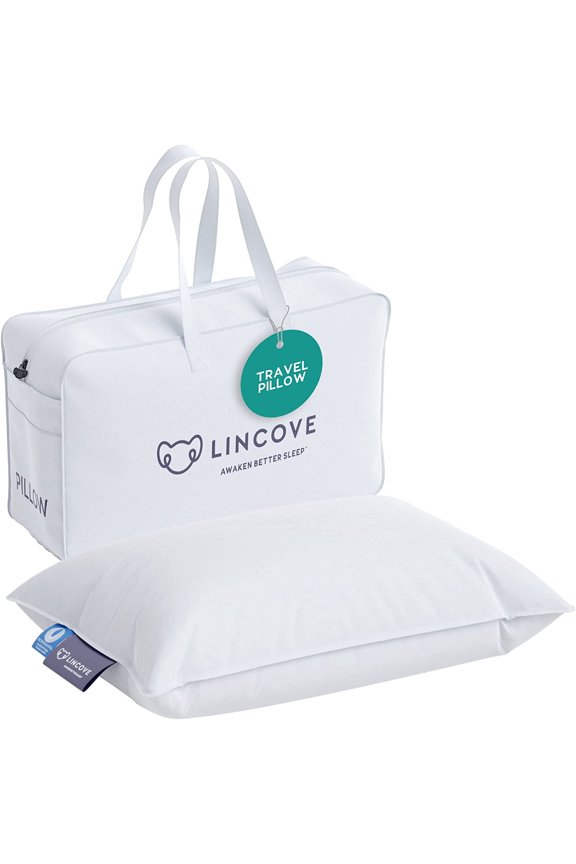 Travel Adult Rectangle Cotton Neck Pillow (Includes Travel Bag), White
