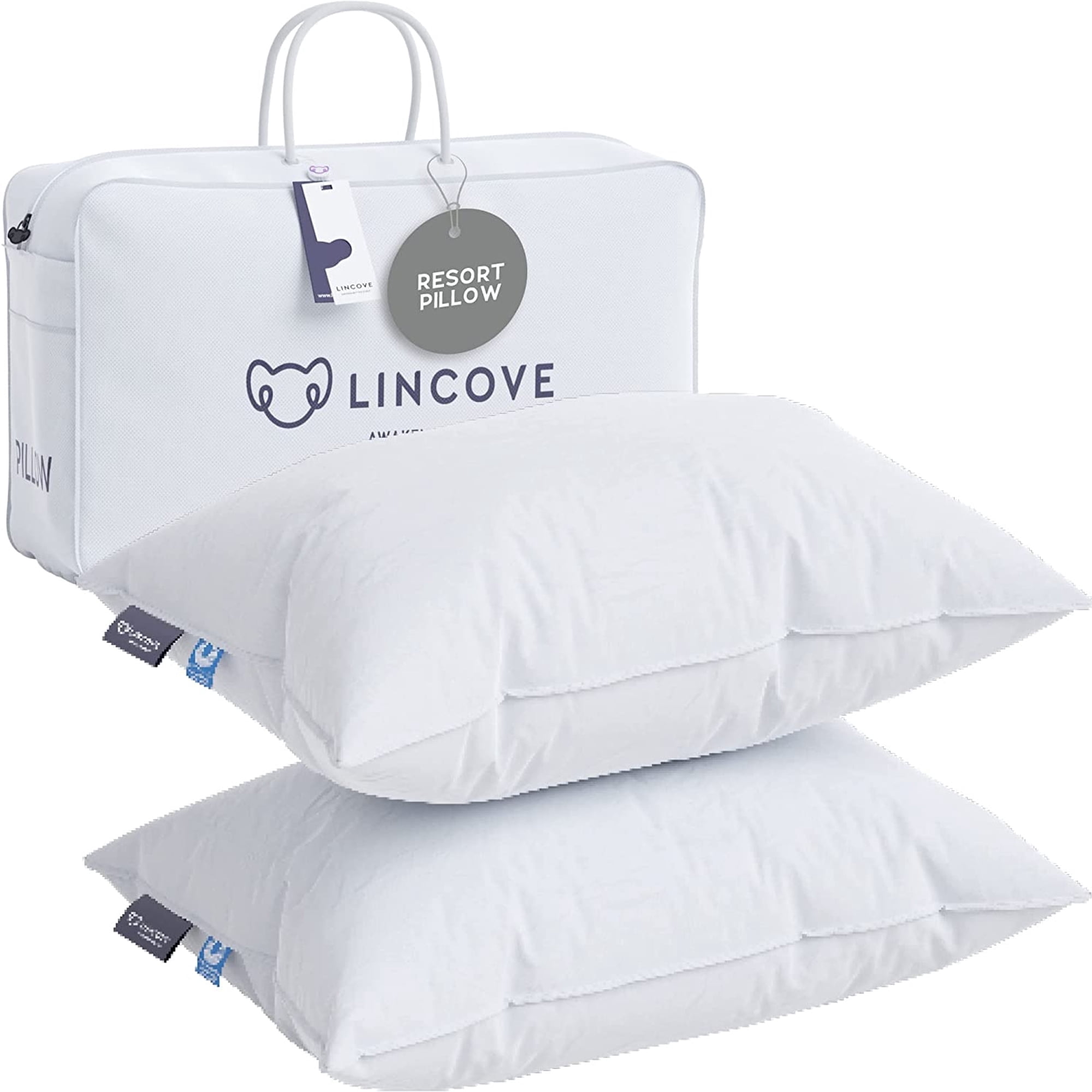Lincove Resort Down Alternative Bed Pillows, King, 2-Pack, Medium Support, Hypoallergenic