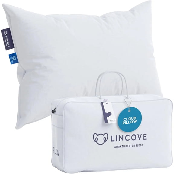 Lincove Cloud Canadian White Down Luxury King Down Pillow, Medium