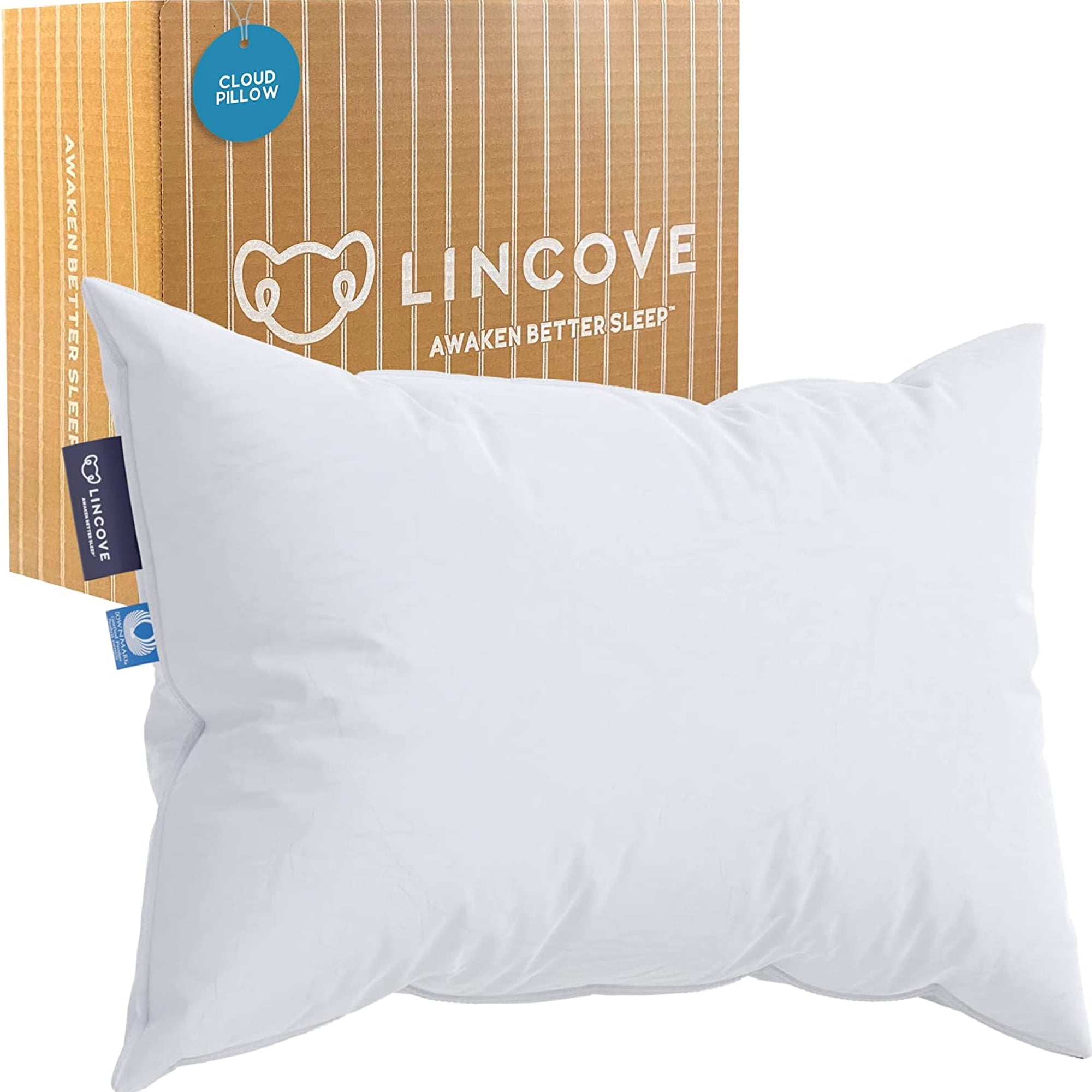 King-Size White Cotton Hypoallergenic Down Pillow