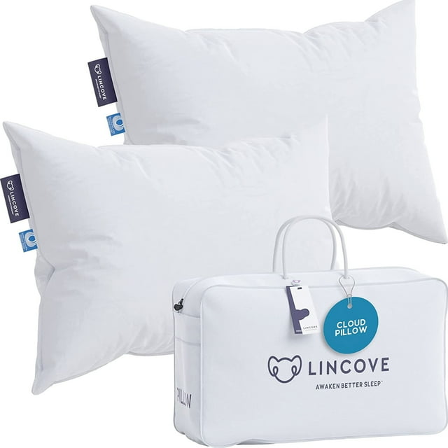 Lincove Cloud Canadian White Down Luxury Pillow Comfortable Pillows for Sleeping, QueenSize