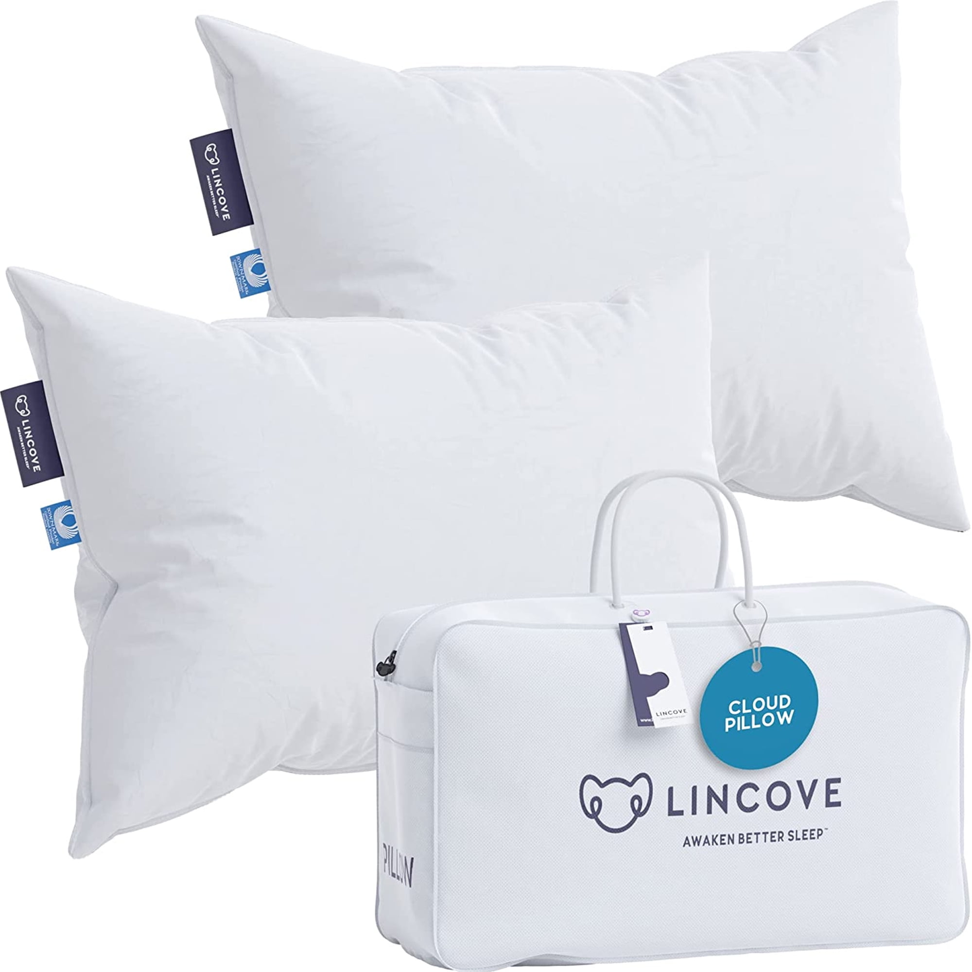 Lincove Cloud Canadian White Down Luxury Pillow Comfortable Pillows for