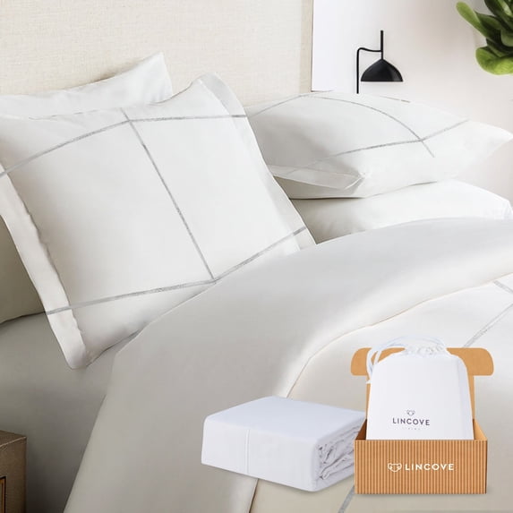 Lincove Luxury Duvet Cover Set Sofia Collection- 100% Ultra Soft Cotton Sateen - Full