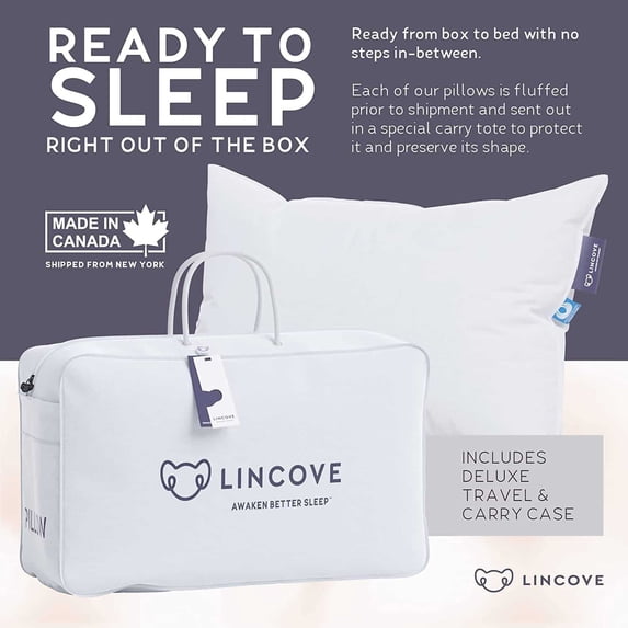 Lincove Signature Hutterite Canadian Down Pillow - 800 fill power, Made in Canada Soft - King - Set of 2