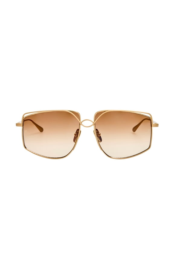 Men's Lfl Geometric Titanium Sunglasses With Polished Gold Finish Gold