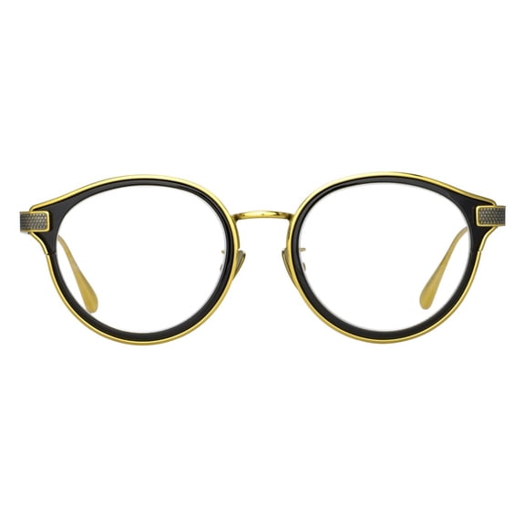 Linda Farrow Men's Lfl Round Titanium Eyeglasses With Textured Gold Temples Gold