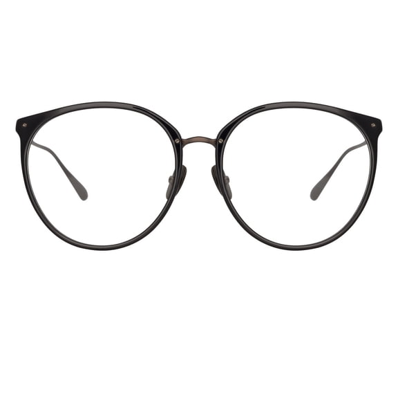 Linda Farrow Men's Lfl Rounded Acetate Eyeglasses With Streamlined Temples Black