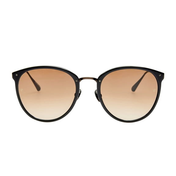 Linda Farrow Men's Rounded Titanium Sunglasses With Gradient Brown Lenses Black