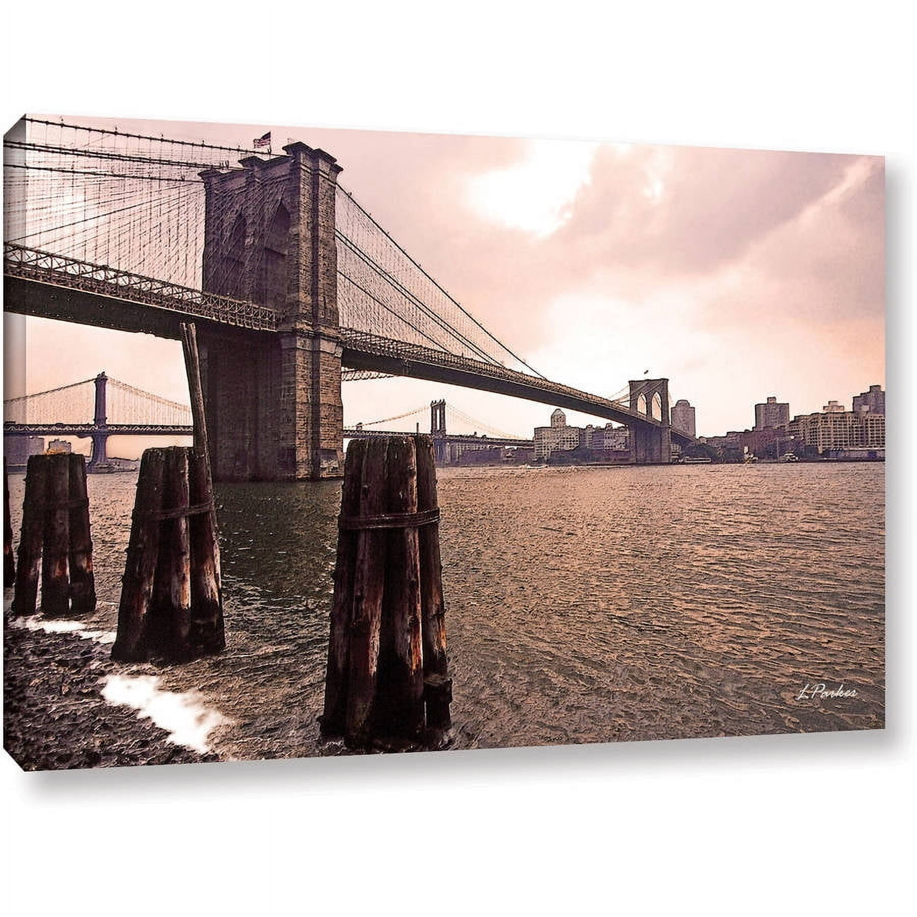 Linda Parker "Brooklyn Bridge At Sunset" Gallery-Wrapped Canvas