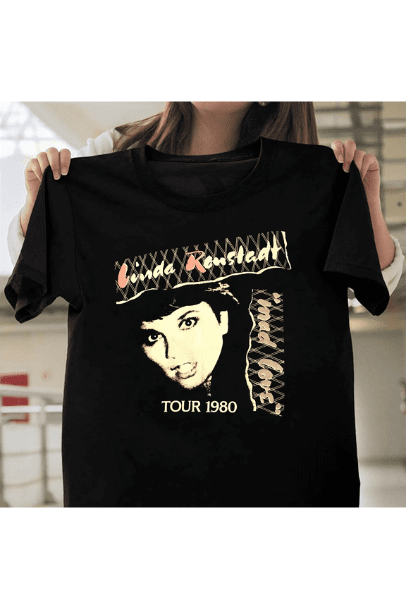 Linda Ronstadt Mad Love Tour 1980 Vintage Rock Fan Singer Songwriter Art V50682 Unisex T-Shirt, Size Up to 5XL