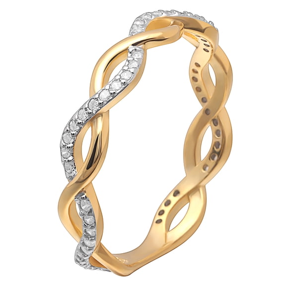 Linda Twisted Crossover Wedding Band Ring for Women 18K Gold Plated Sterling Silver CZ Size 7 by Ginger Lyne