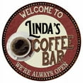 thumbnail image 1 of Linda's Coffee Bar Round Metal Sign Kitchen Room Wall Decor 100140041005, 1 of 1
